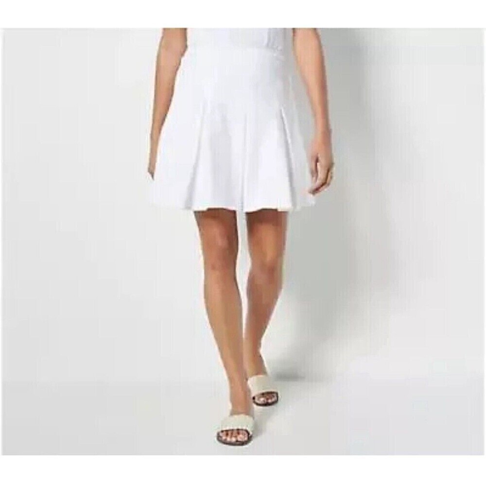 New Wicked by Women with Control Cotton Jersey Pleated White Skort MP NWT